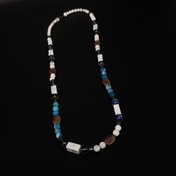 Boho Copper, Blue Agate,Hematite Bead Necklace - Picture 2 of 12